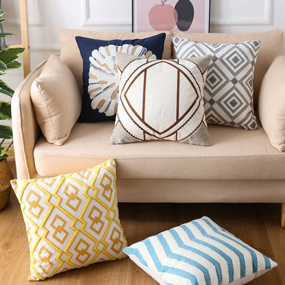 Nordic Simple Cotton Embroidery Living Room Sofa Cushion - Harmony Gallery