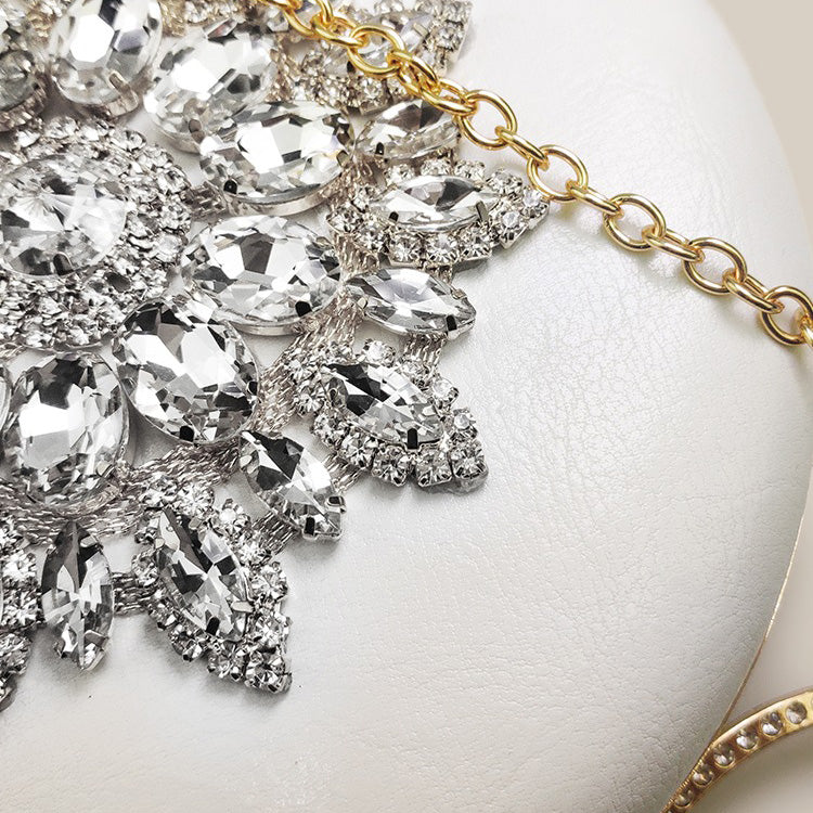 Trendy Rhinestone Round Diamond White Clutch Bag - Harmony Gallery