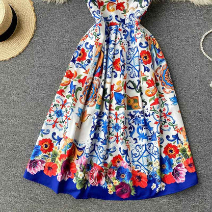 Light Luxury High-End Trendy Printing Strap Women's Dress - Harmony Gallery