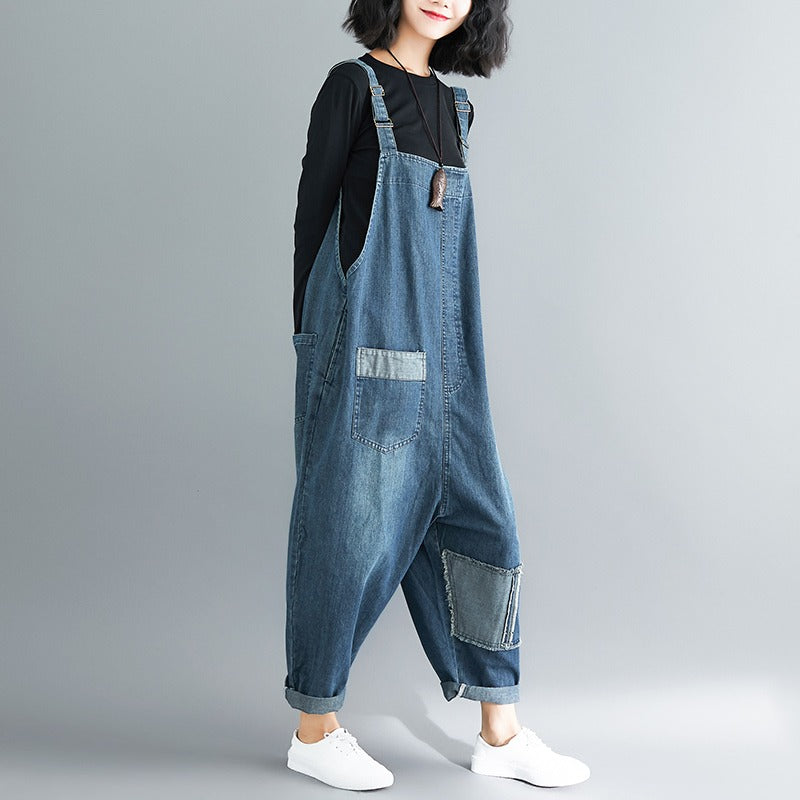 Ripped Patch Literary Retro Harlan Women's Overall - Harmony Gallery