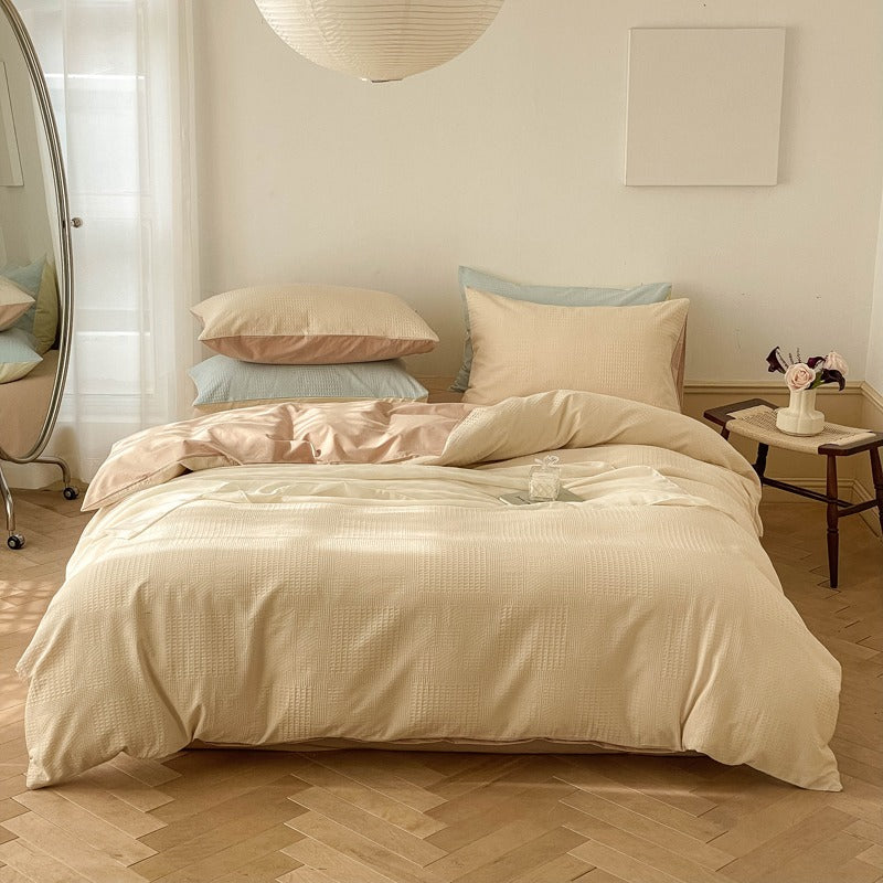Milk Waffle Four-Piece Pure Cotton High-Quality Bed Set - Harmony Gallery