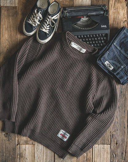 Tooling Retro Loose Round Neck Woolen Men's Sweater - Harmony Gallery