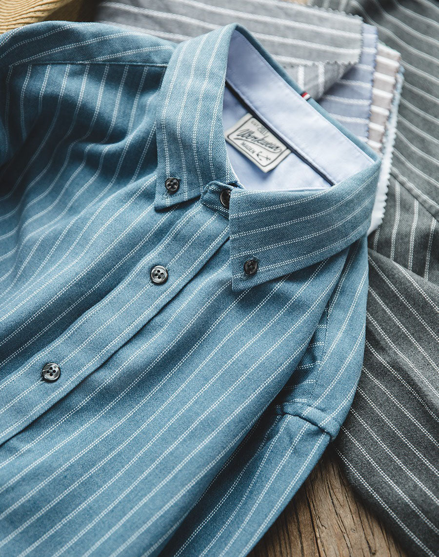 American Retro Vertical Stripes Business Casual Men's Shirt - Harmony Gallery
