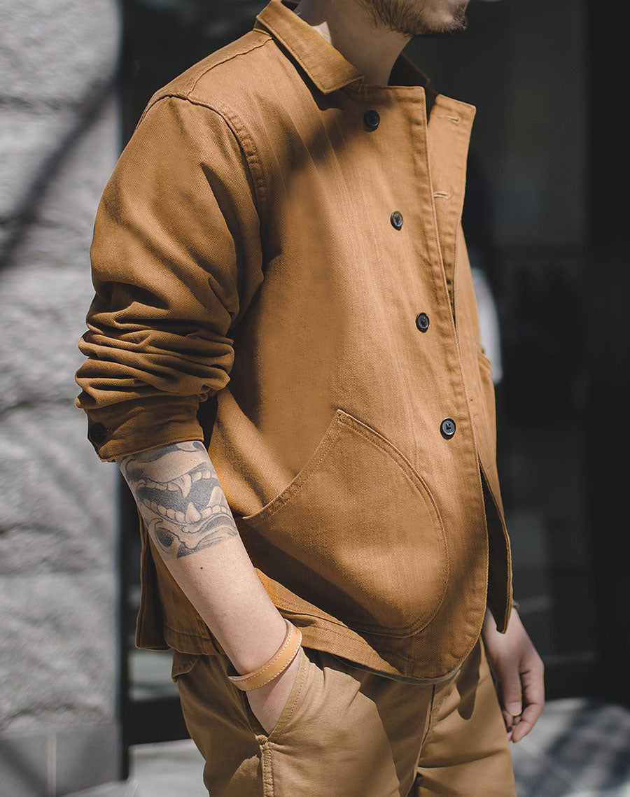 Tooling French Retro Ginger Multi-Pocket Casual Men's Coat - Harmony Gallery