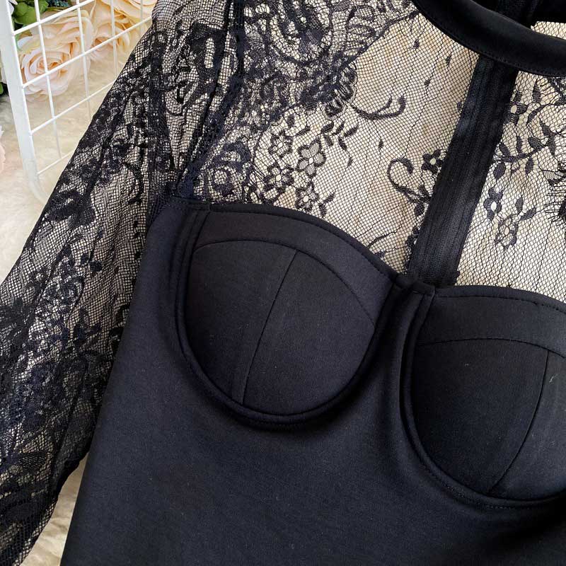 Sexy Lace Hollow Halter Western Chain Link Women's Top - Harmony Gallery