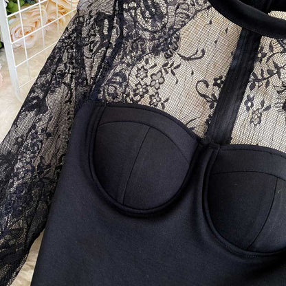 Sexy Lace Hollow Halter Western Chain Link Women's Top - Harmony Gallery
