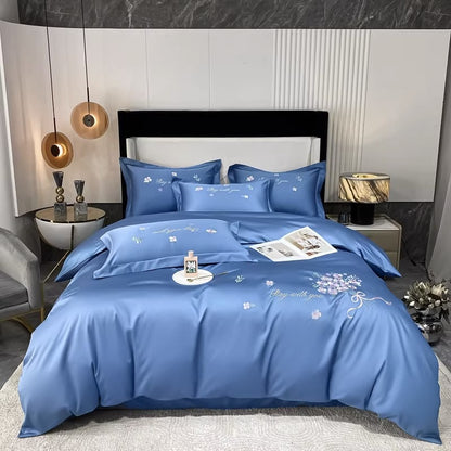 Spring & Summer Flower Embroidery Four-Piece Light Luxury Bed Set - Harmony Gallery