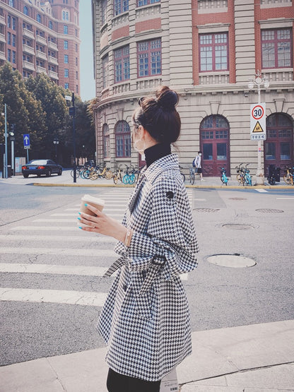 Plaid Short-Length Loose Windbreaker Women's Jacket - Harmony Gallery