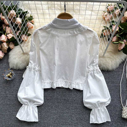 British Style Double-Breasted Flared Western Women's Top - Harmony Gallery