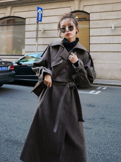 Hepburn Style High-End Fashion Woolen Women's Coat - Harmony Gallery
