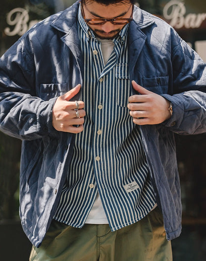American Retro Diamond Cotton Thickened Warm Peach Men's Jacket - Harmony Gallery