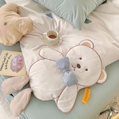 Cute Bow Bear Washed Cotton Five-Piece Cartoon Bed Set - Harmony Gallery