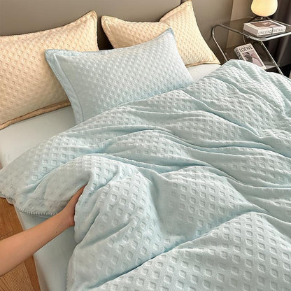 Waffle Velvet Four-Piece Flannel Winter Thickened Bed Set - Harmony Gallery