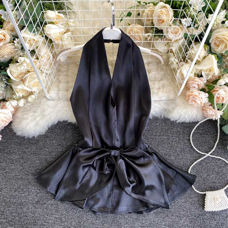 American Strapless Sexy Backless Temperament Satin Women's Top - Harmony Gallery