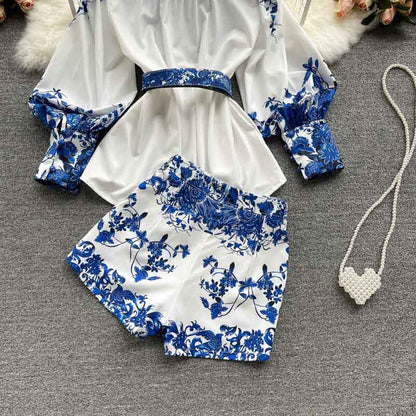 Palace Style Temperament Retro Printed Women's Suits - Harmony Gallery