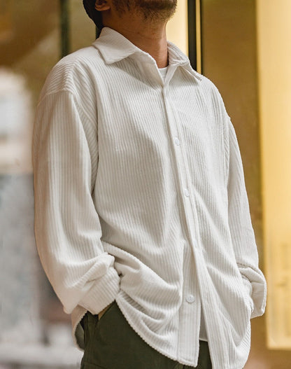 Workwear Retro Jacquard Knit Loose Men's Shirt - Harmony Gallery