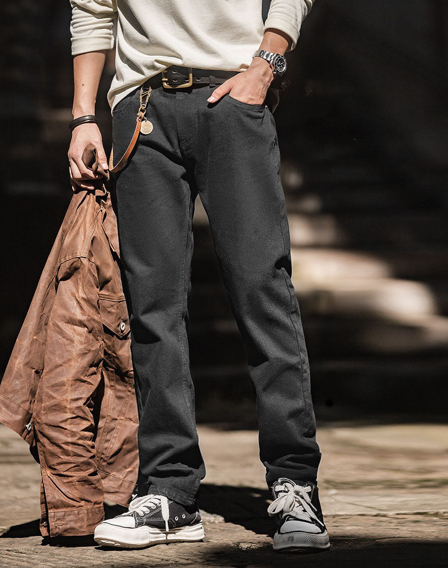 Tooling American Retro Mid Waist Washed Tough Guy Denim Men's Jeans - Harmony Gallery