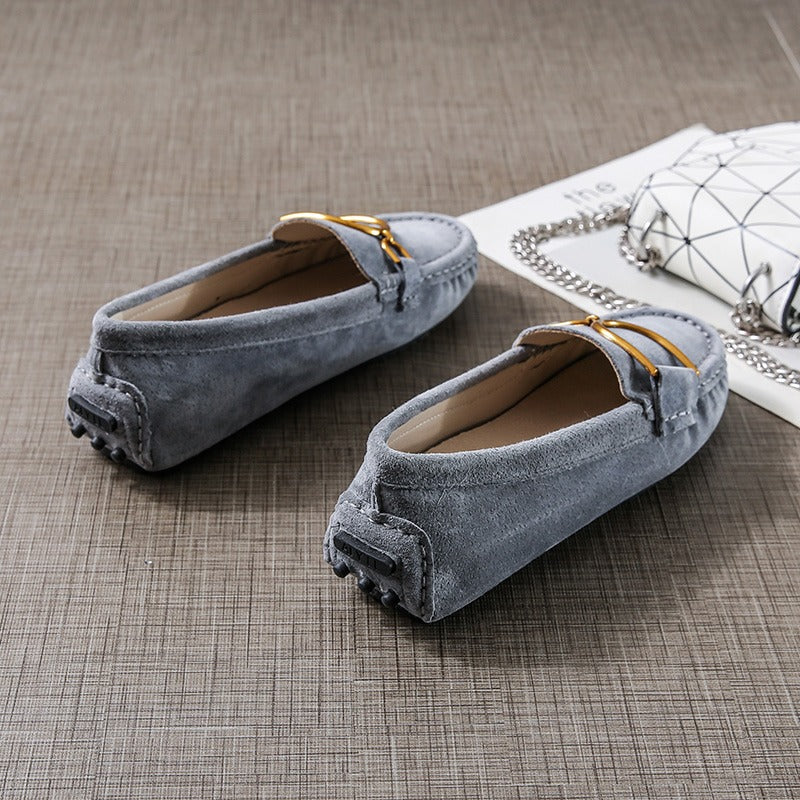 Leather Beanie Soft-Soled Comfortable Flat Women's Loafer - Harmony Gallery