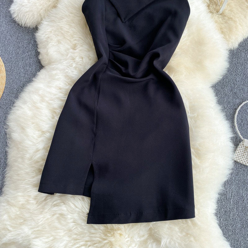 Elegant Irregular Scheming Pleated Slim Women's Dress - Harmony Gallery