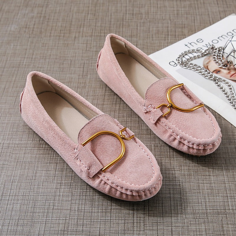 Leather Beanie Soft-Soled Comfortable Flat Women's Loafer - Harmony Gallery