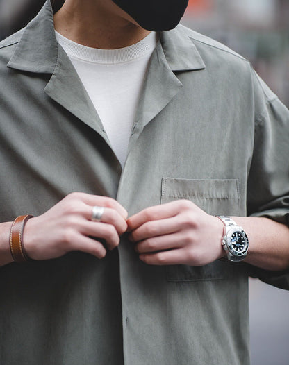 Workwear American Folded Vintage Loose Men's Shirt - Harmony Gallery