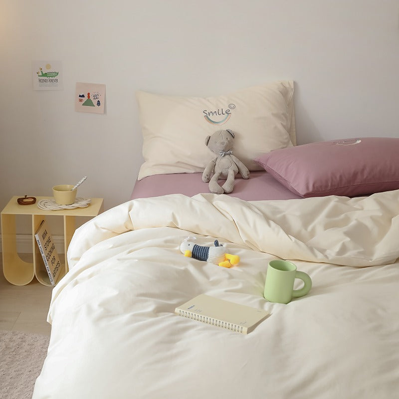 Washed Cotton Four-Piece Color Matching Princess Bed Set - Harmony Gallery