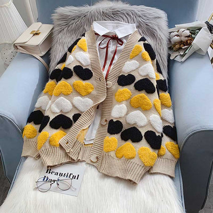 Love age Loose Style V-Neck Women's Cardigan - Harmony Gallery