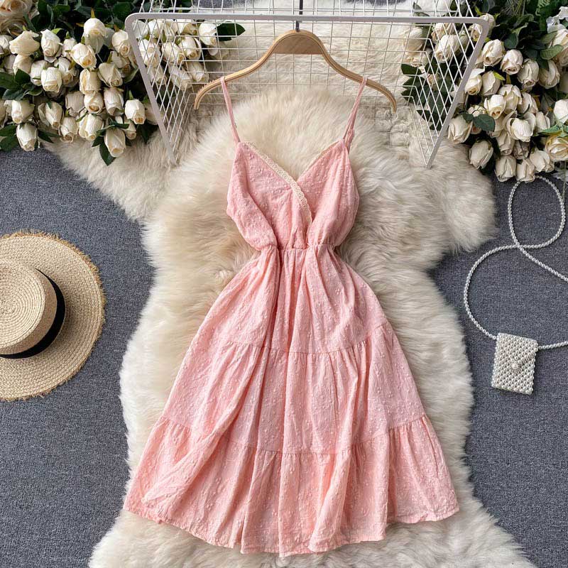 Heart Shaped Sweet Lace Hollow Open Back Beach Women's Dress - Harmony Gallery