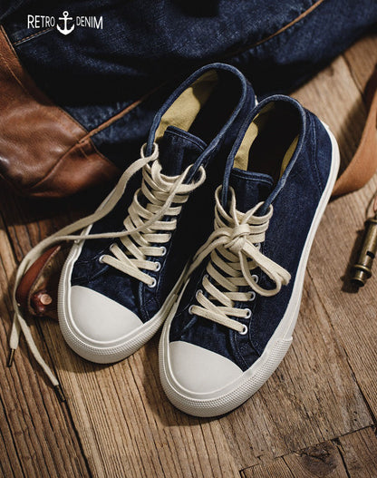 All-Match Casual Washed Denim High-Top Unisex Canvas Shoes - Harmony Gallery