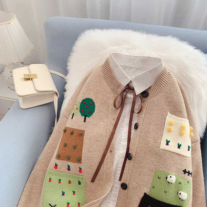 College Style Embroidery Sweet Women's Cardigan - Harmony Gallery