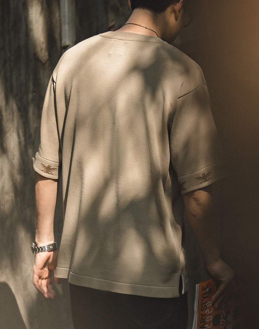 Tooling American Retro Linen Thunderbird Jacquard Men's T-Shirt - Harmony Gallery