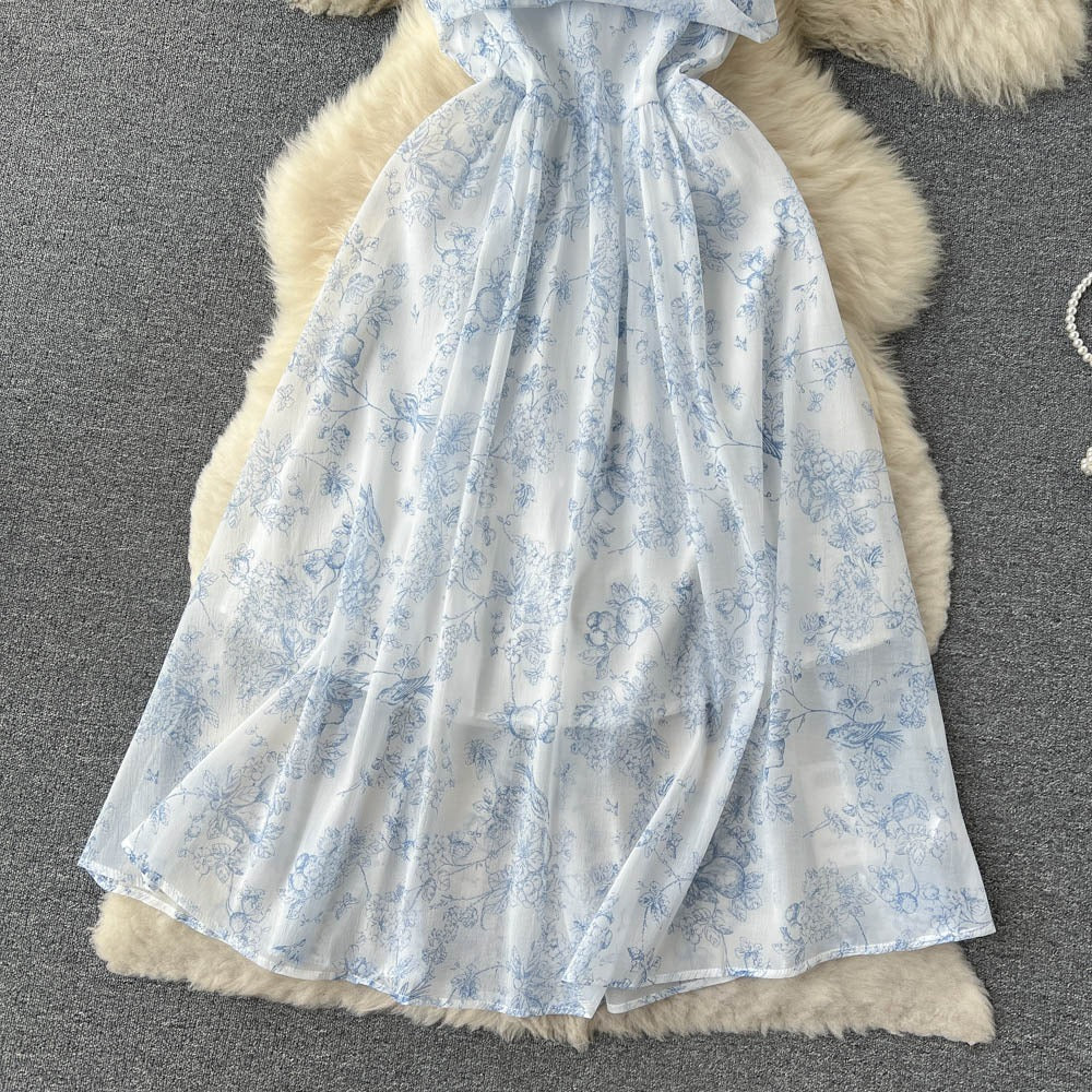 French Floral Gentle Mid-Length Strapless Women's Dress - Harmony Gallery