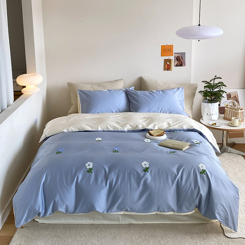 Cute Bunny Cartoon Satin long-Staple Four-Piece Pure Cotton Bed Set - Harmony Gallery