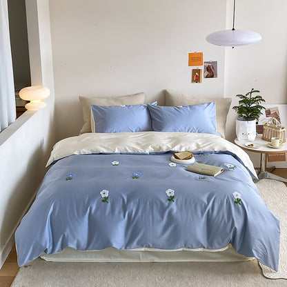 Cute Bunny Cartoon Satin long-Staple Four-Piece Pure Cotton Bed Set - Harmony Gallery