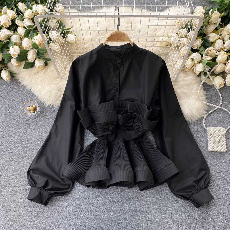 All-Match Niche Pleated Ruffled Waist Women's Top - Harmony Gallery