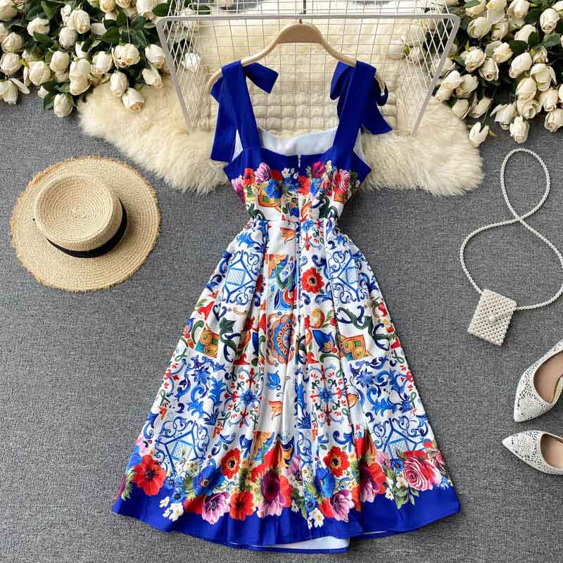 Light Luxury High-End Trendy Printing Strap Women's Dress - Harmony Gallery