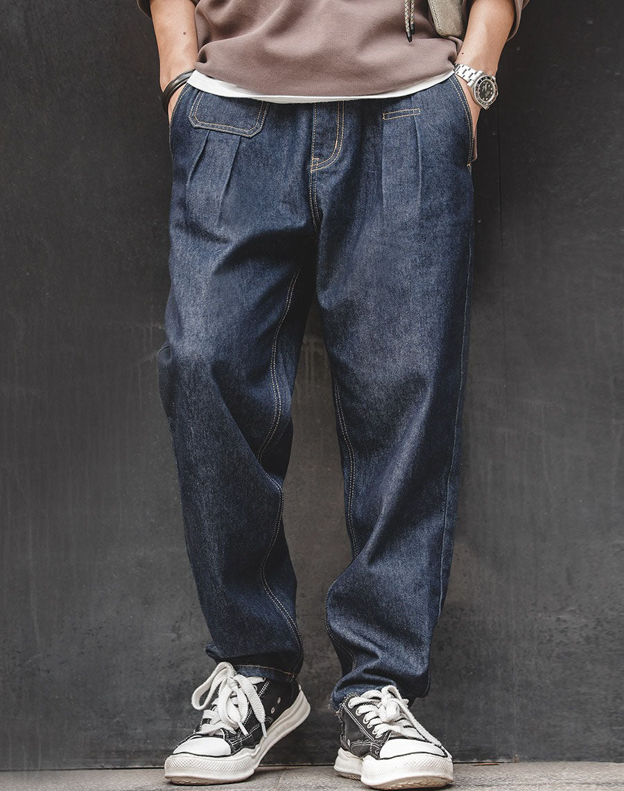 Tooling Retro Denim Washed Straight Loose Men's Jeans - Harmony Gallery