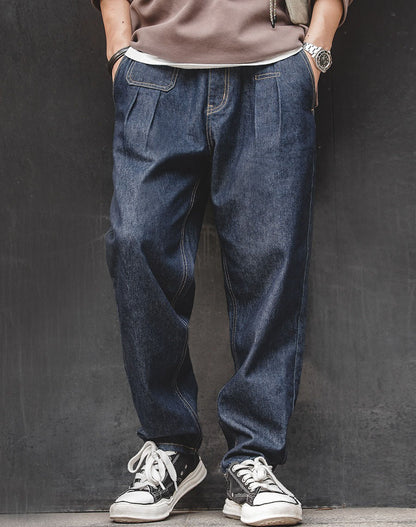 Tooling Retro Denim Washed Straight Loose Men's Jeans - Harmony Gallery
