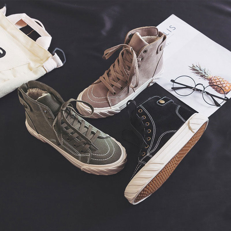 All-Match High-Top Cotton Canvas Winter Women's Boots - Harmony Gallery