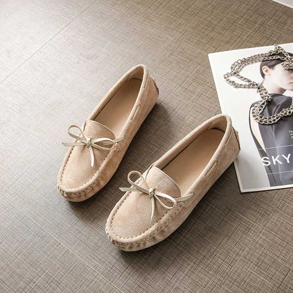 Genuine Leather Comfy Scoop Frosted Flat Women's Loafer - Harmony Gallery