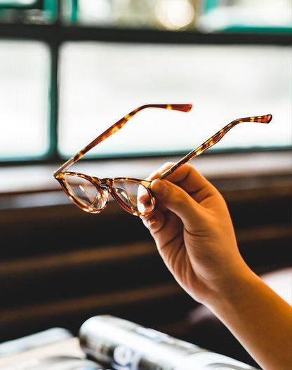 Tortoiseshell Light Boston Round Frame Men's Glasses - Harmony Gallery