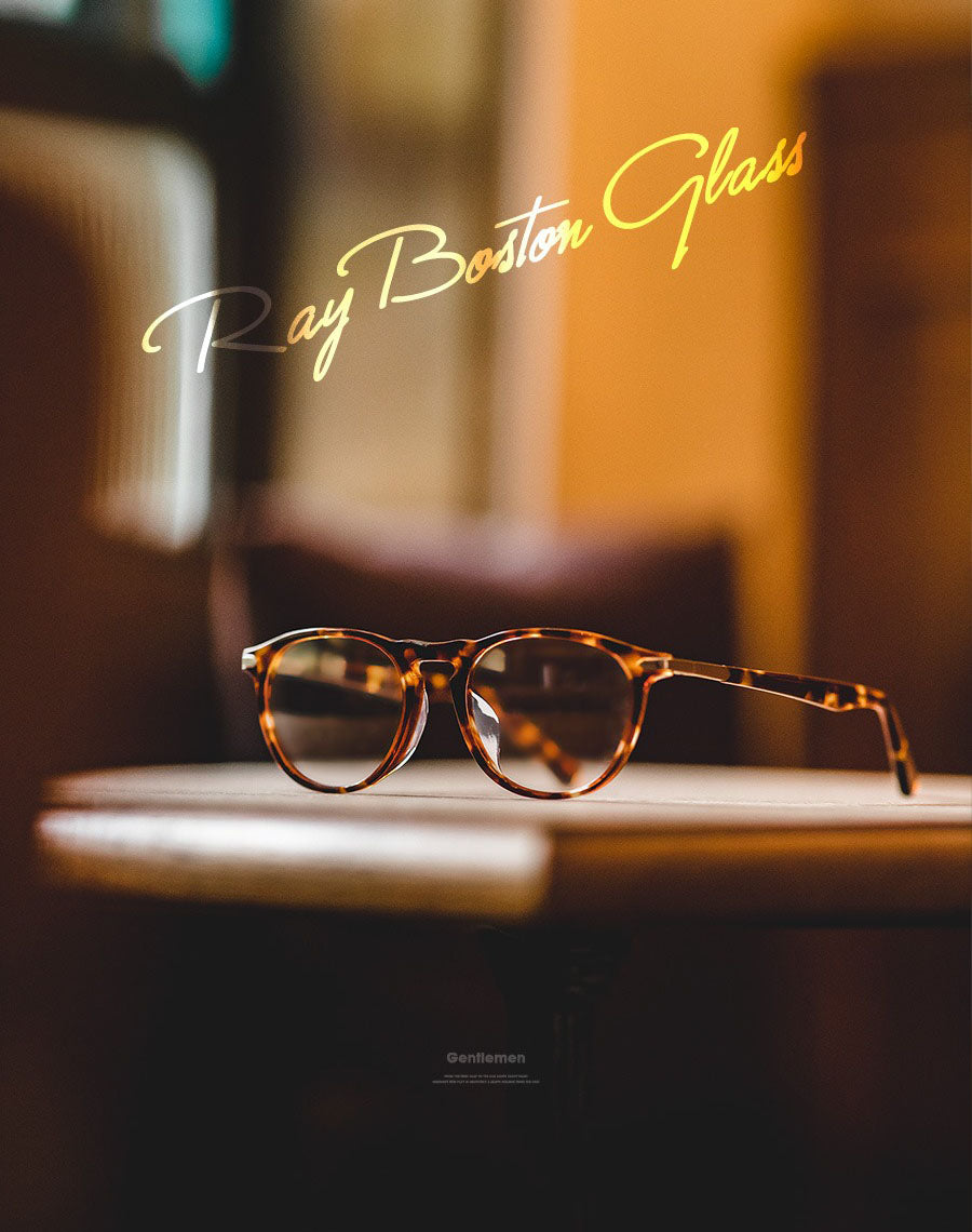 Tortoiseshell Light Boston Round Frame Men's Glasses - Harmony Gallery