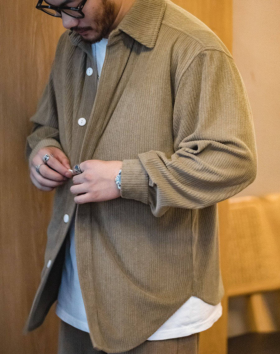 Workwear Retro Jacquard Knit Loose Men's Shirt - Harmony Gallery