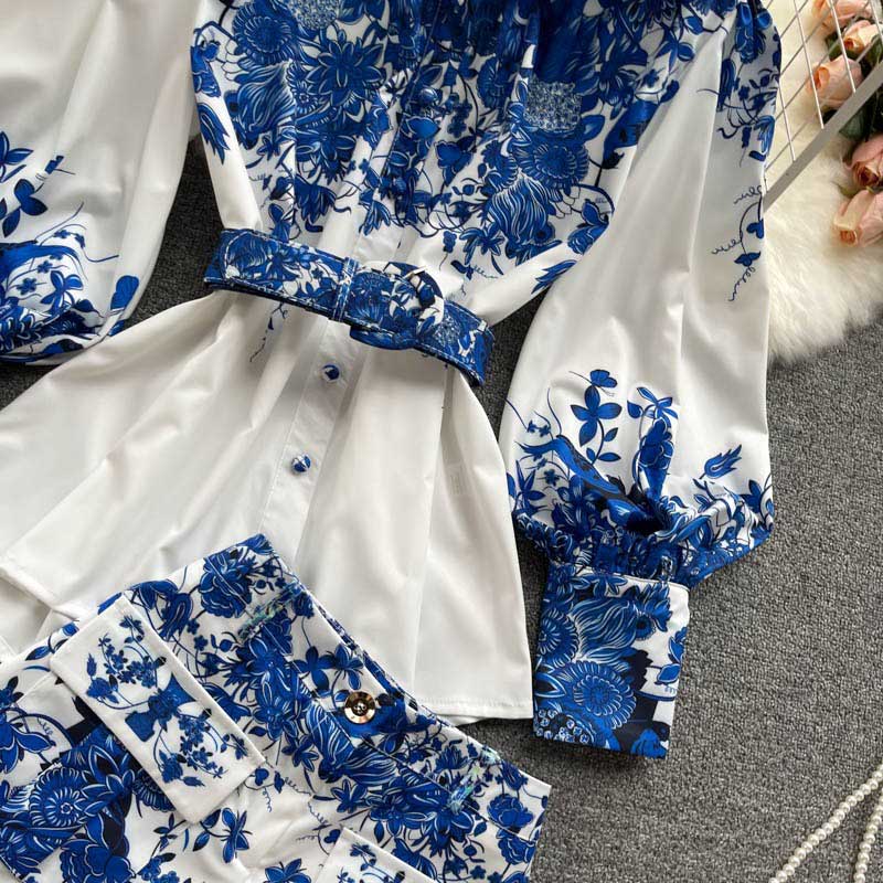 Palace Style Temperament Retro Printed Women's Suits - Harmony Gallery