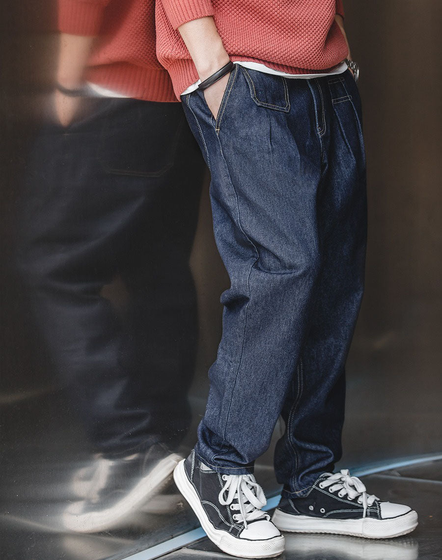 Tooling Retro Denim Washed Straight Loose Men's Jeans - Harmony Gallery
