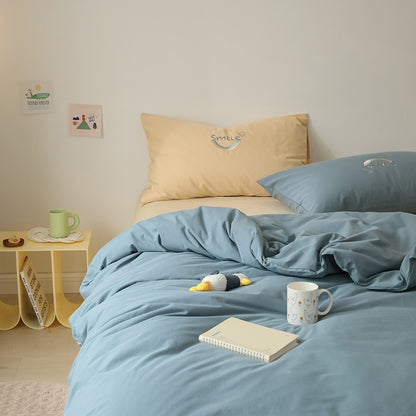 Washed Cotton Four-Piece Color Matching Princess Bed Set - Harmony Gallery