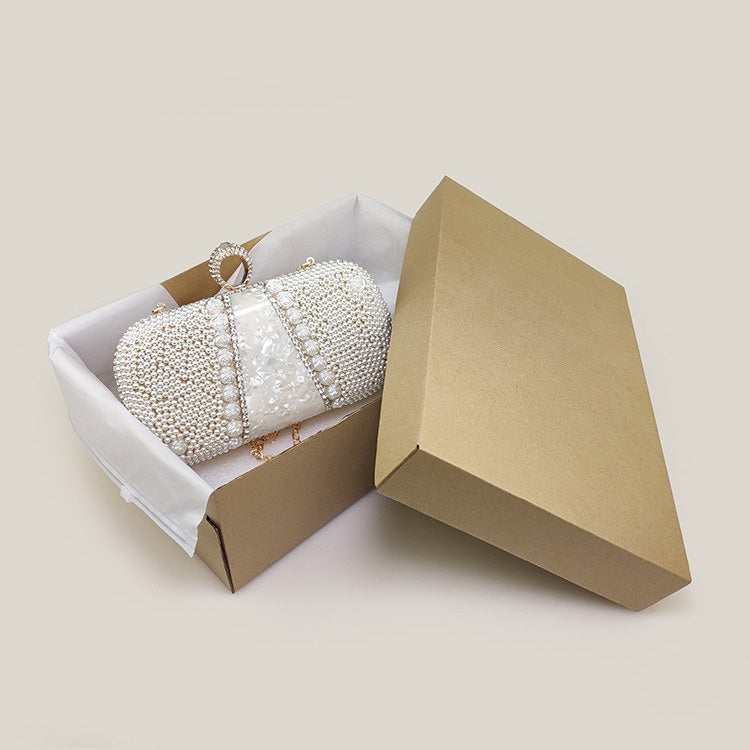 White Rose Diamond Pearl French Banquet Clutch Bag - Harmony Gallery