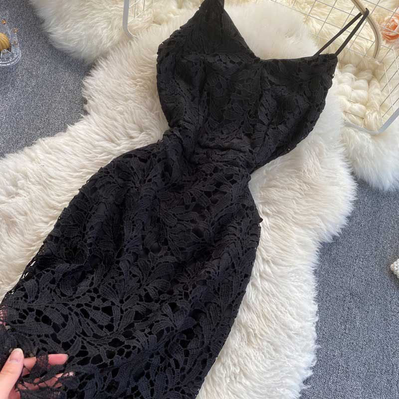 Scheming Hollow Lace Spring Sexy Backless Women's Dress - Harmony Gallery