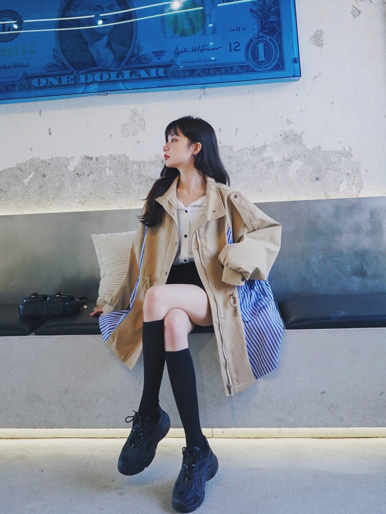 Loose Striped Windbreaker Popular Women's Jacket - Harmony Gallery