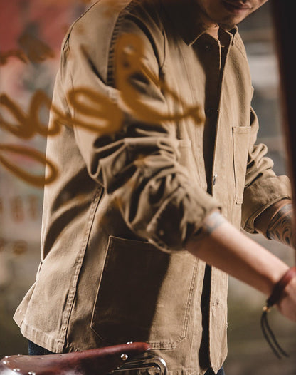 American Retro Heavy Lapel Outdoor Vintage Men's Coat - Harmony Gallery